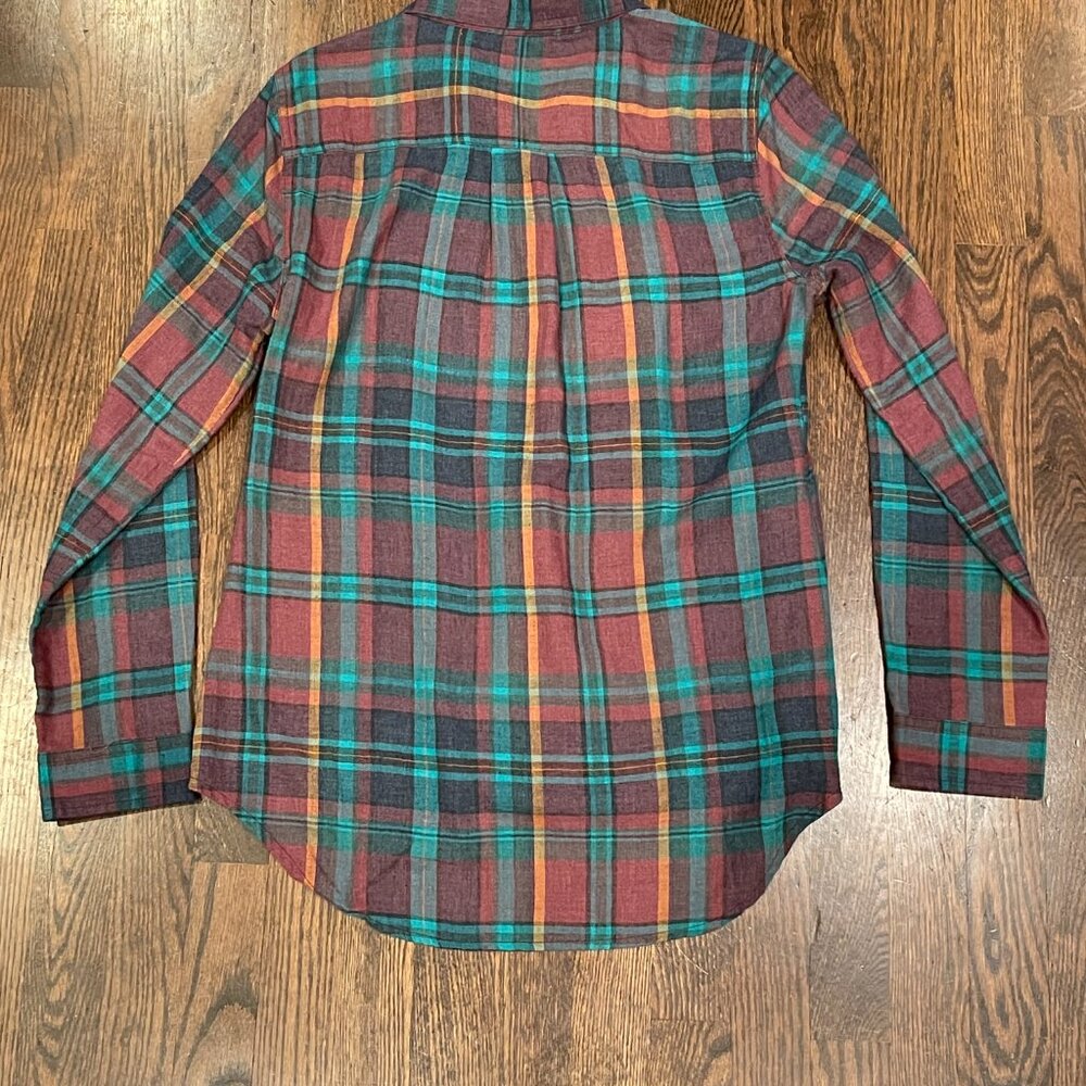 Toad&Co Re-Form Flannel Shirt M Green Purple Herringbone Eco-Friendly - Picture 3 of 8
